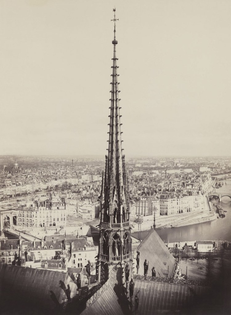 Charles Marville (French, 1813-1879) 'Spire of Notre Dame, Viollet-le-Duc, Architect' 1859-1860