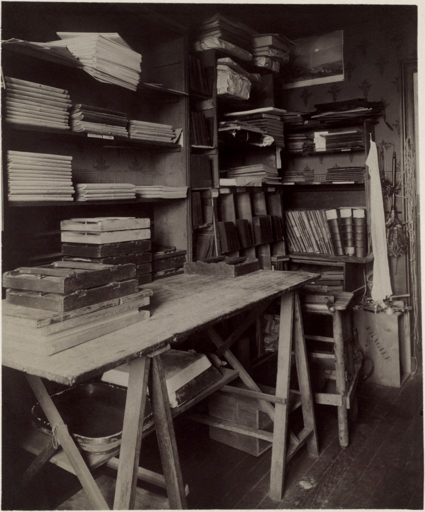 Eugène Atget (French, Libourne 1857-1927 Paris) 'Untitled [Atget's Work Room with Contact Printing Frames]' c. 1910