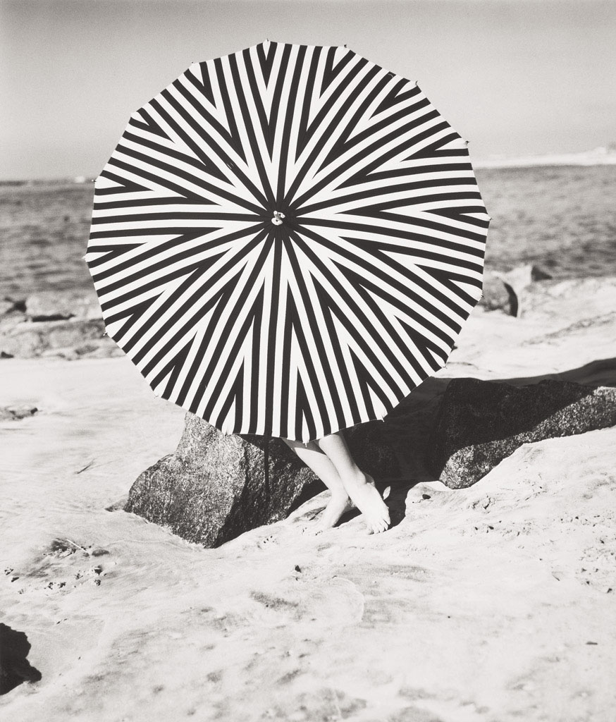 Hermann Landshoff (American-German, 1905-1986) 'The striped parasol, model Jan Rylander' 1957