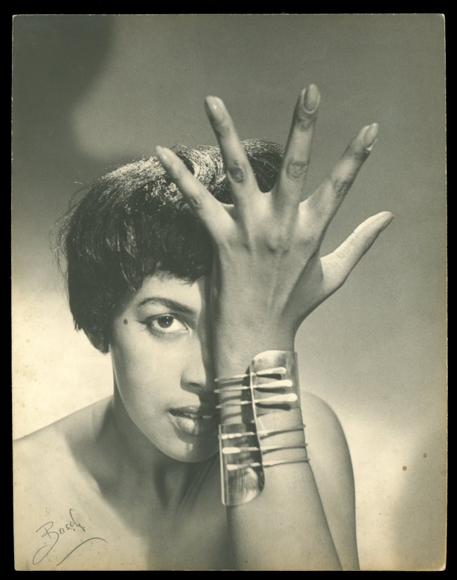 Peter Basch (American, 1921-2004) 'Model Wearing Art Smith's "Modern Cuff" Bracelet' c. 1948