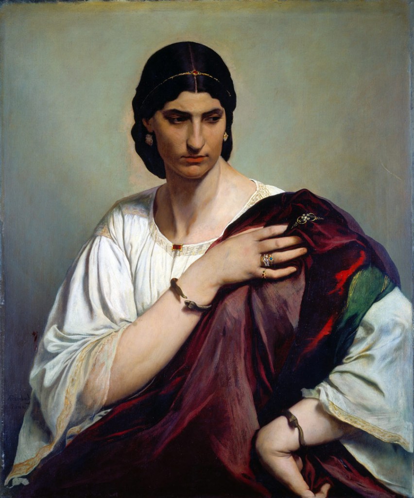 Anselm Feuerbach (German, 1829-1880) 'Lucrezia Borgia, Bildnis einer Römerin in weißer Tunika und rotem Mantel [Lucrezia Borgia, Portrait of a roman in white tunic and red cloak]' 1864/1865