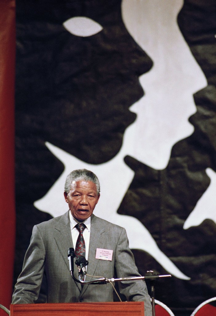 Graeme Williams (South African, b. 1958) 'Nelson Mandela speaks at CODESA, 199..?' Nd