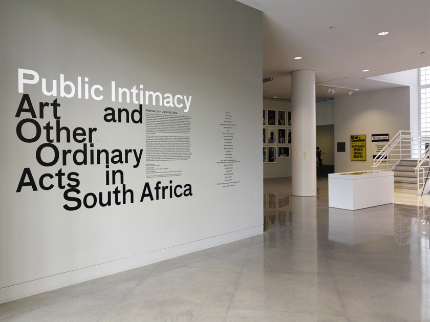 Installation view of the exhibition 'Public Intimacy: Art and Other Ordinary Acts in South Africa' at the Yerba Buena Center for the Arts, San Francisco
