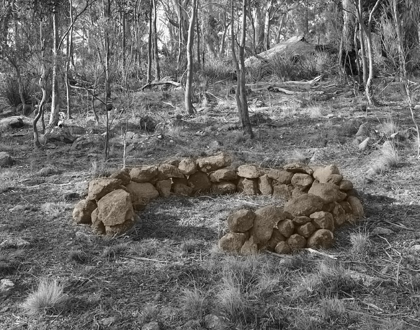James Tylor. 'Un-resettling (stone footing for dome hut)' 2013