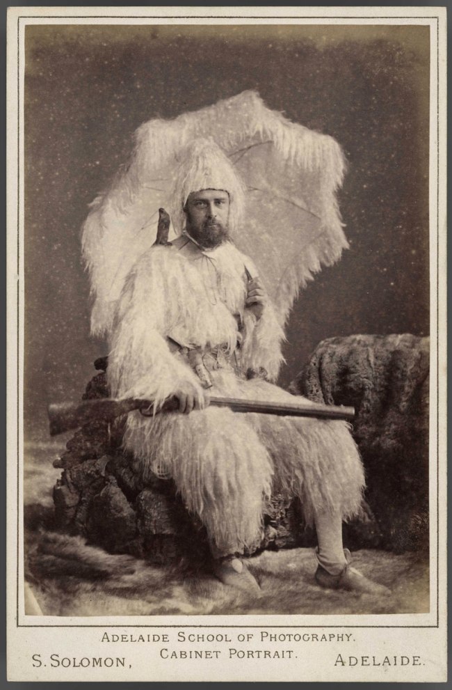 Saul Solomon (Australian born England, 1836-1929) 'Man dressed as Robinson Crusoe' 1888