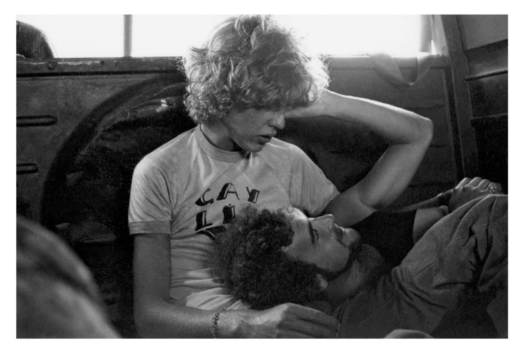Barbara Creed (Australian, b. 1943) 'Julian Desaily and Peter McEwan in the back of a VW Combi van, Melbourne' Melbourne, c. 1971-1973 from the exhibition Exhibition: 'Out of the closets, into the streets: gay liberation photography 1971-73' at Edmund Pearce Gallery, Melbourne, July 2014