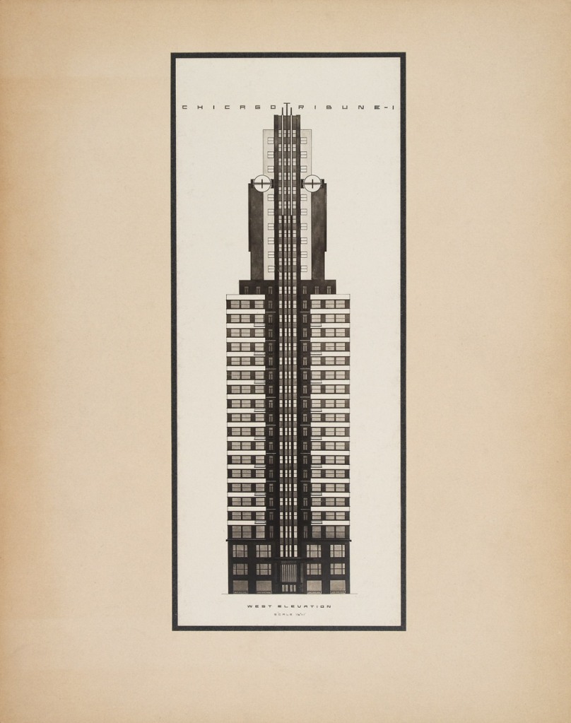 Knud Lonberg-Holm. 'Design for the Chicago Tribune Tower Competition' West elevation 1922