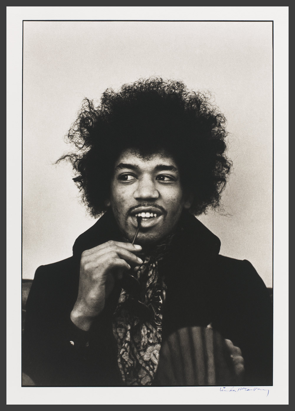 Linda McCartney (American, 1941-1998) 'Jimi Hendrix' 1967 (printed later) Linda McCartney (American, 1941-1998) 'Jimi Hendrix' 1967 (printed later)
