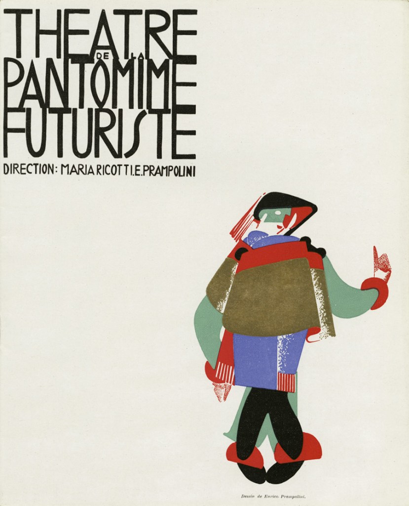 Enrico Prampolini and Maria Ricotti, with cover by Enrico Prampolini. 'Program for the Theater of Futurist Pantomime' (Théâtre de la Pantomine Futuriste) Illustrated leaflet (Paris: M. et J. De Brunn, 1927)