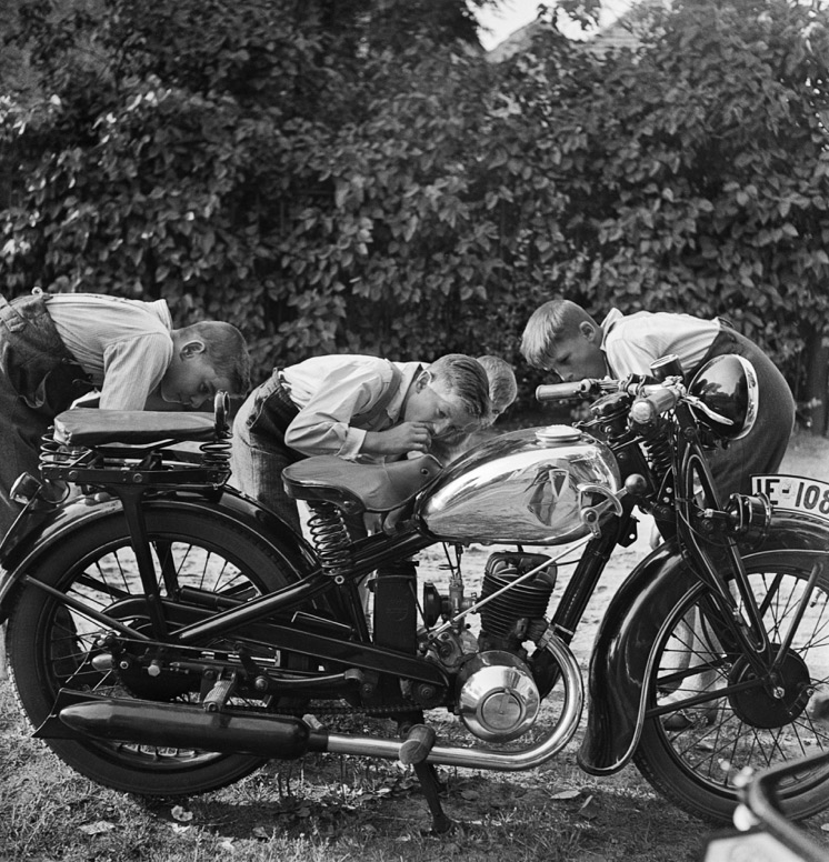 Roman Vishniac (Russian-American, 1897-1990) '[Boys admiring a motorcycle, Brandenburg, outskirts of Berlin]' 1929 - early 1930s (printed 2012)