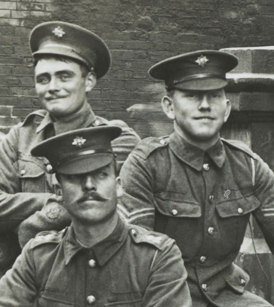 Christina Bloom (British, 1862-1939) 'Captain Greer of the 1st Irish Guards and his machine gun team group together for this rather formal photograph, just prior to leaving for the war' Nd (detail)