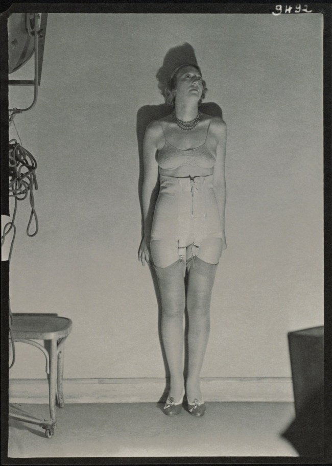 Éditions Paul Martial, Paris. 'Standing young woman in corset, advertising photography for PMH' September 1932