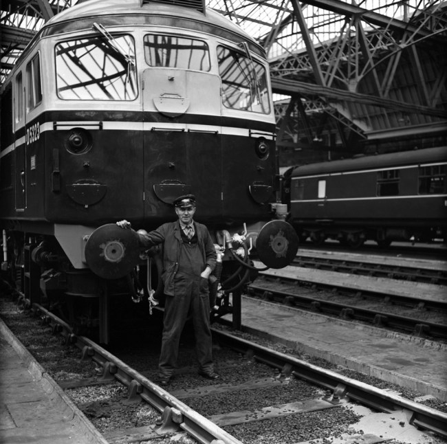 Anonymous photographer. 'Diesel unit with guard' mid-1950s to the early 1960s