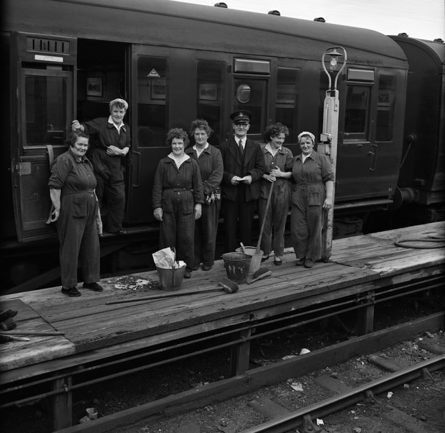 Anonymous photographer. 'Six cleaners, one man and three buckets' mid-1950s to the early 1960s