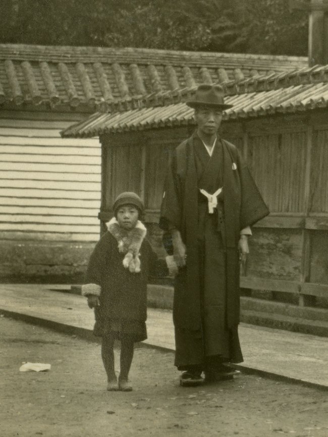 Anonymous photographer (Japanese). 'Untitled [Father with his daughter]' from a Japanese family photography album c. 1920-1930s (detail)