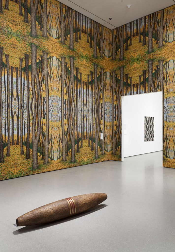 Installation view of 'Robert Gober: The Heart Is Not a Metaphor', The Museum of Modern Art, October 4, 2014 - January 18, 2015 showing on the floor, Gober's 'Cigar' 1991