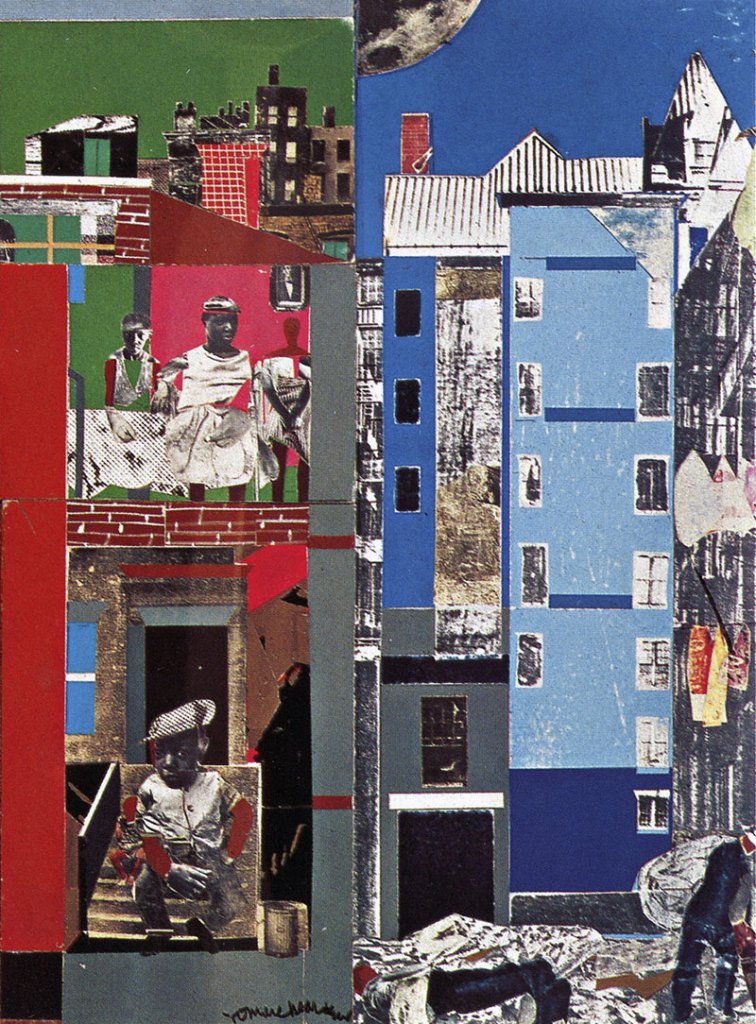 Romare Bearden (African-American, 1911-1988) 'The Block II' 1972 (detail) from the exhibition 'The City Lost and Found: Capturing New York, Chicago, and Los Angeles, 1960-1980' at the Art Institute of Chicago, October 2014 - January 2015