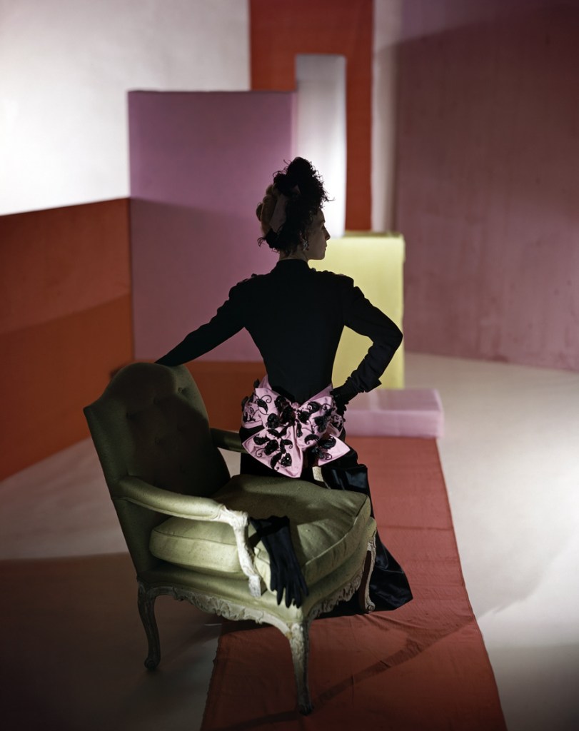 Horst P. Horst (German-American, 1906-1999) 'Dinner suit and headdress by Schiaparelli' 1947
