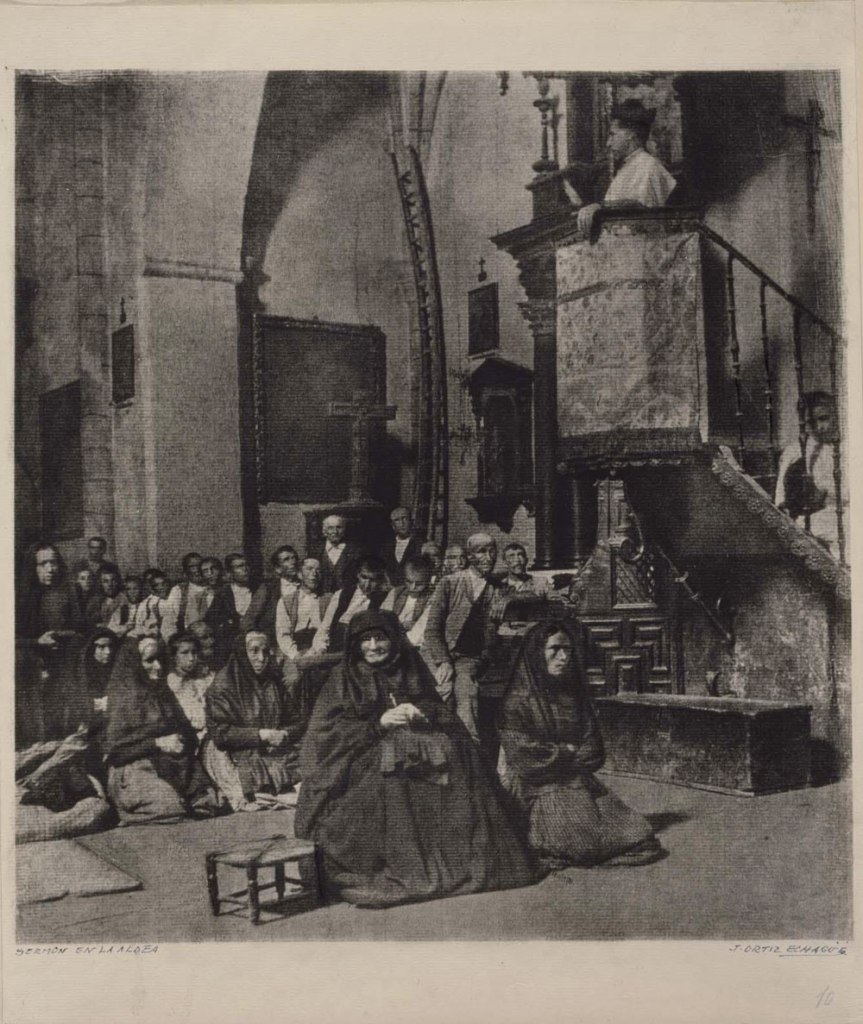 José Ortiz Echagüe Puertas (Guadalajara, Spain, 1886 - Madrid, Spain, 1980) 'Sermón en la aldea' (Village Sermon) 1903