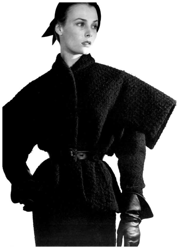 Horst P. Horst (German-American, 1906-1999) 'Lillian Marcuson in Dior's belted two-piece suit in black rustic wool, called 'Milieu du Siècle'' 1949