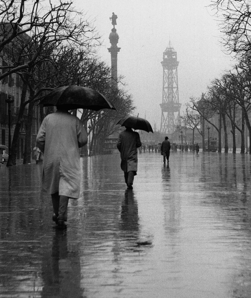 Francesc Català-Roca (Valls, Tarragona, Spain, 1922 - Barcelona, Spain, 1998) 'Las Ramblas con lluvia' (The Ramblas in the Rain) 1950 (circa) / posthumous print, 2003