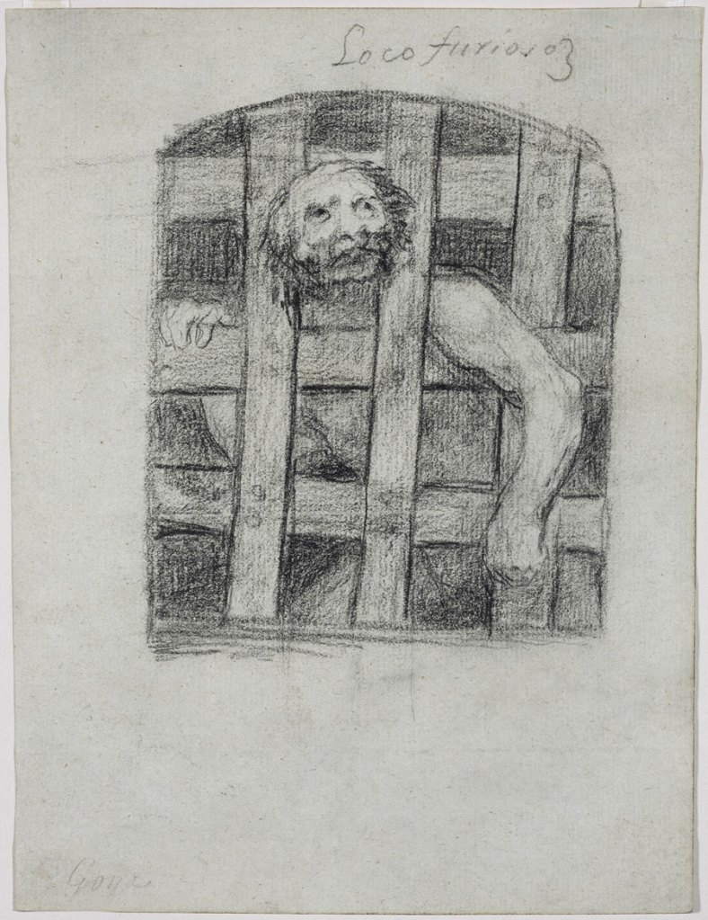 Francisco Goya (Spanish, 1746-1828) 'Raging Lunatic (Loco furioso), Bordeaux Album I, G, 3[4?]' 1824-1828