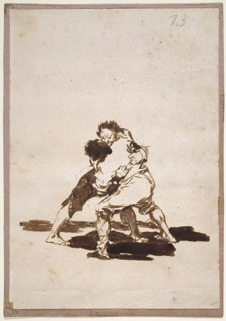 Francisco Goya (Spanish, 1746-1828) 'Two Men Fighting', Album F, 73 1812-1820