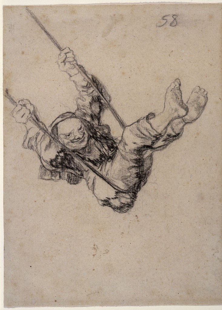 Francisco Goya (Spanish, 1746-1828) 'Old Man on a Swing', Bordeaux Album II, H, 58 1824-1828