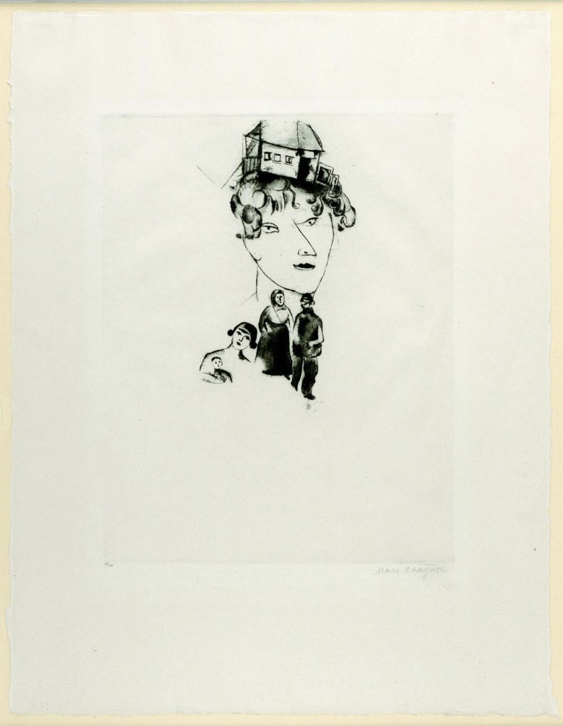 Marc Chagall (French born Russia, 1887-1985) 'Autoritratto (tavola 17 di "Ma Vie")' 1922 Marc Chagall (French born Russia, 1887-1985) 'Autoritratto (tavola 17 di "Ma Vie")' 1922