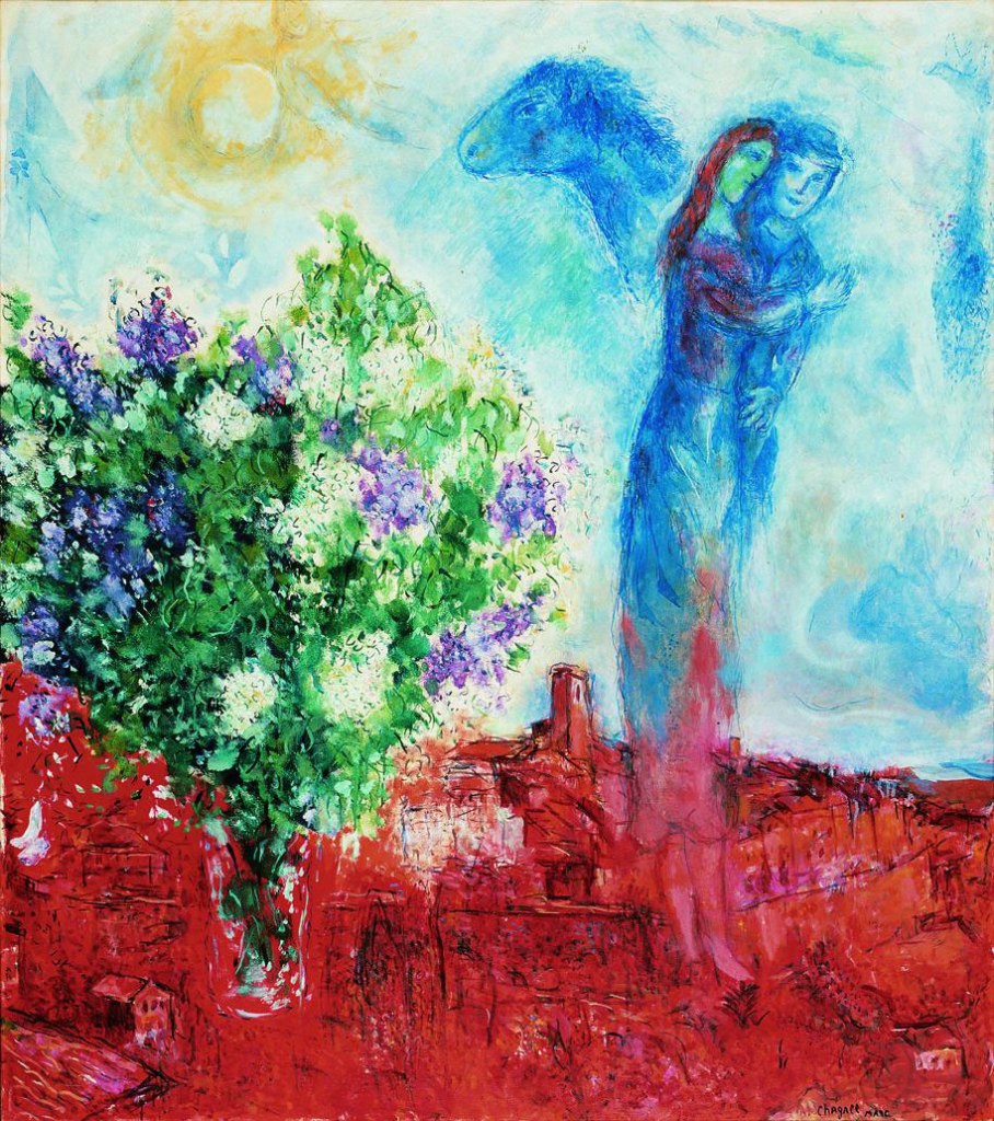 Marc Chagall (French born Russia, 1887-1985) 'Lovers over Saint-Paul' 1968 Marc Chagall (French born Russia, 1887-1985) 'Lovers over Saint-Paul' 1968