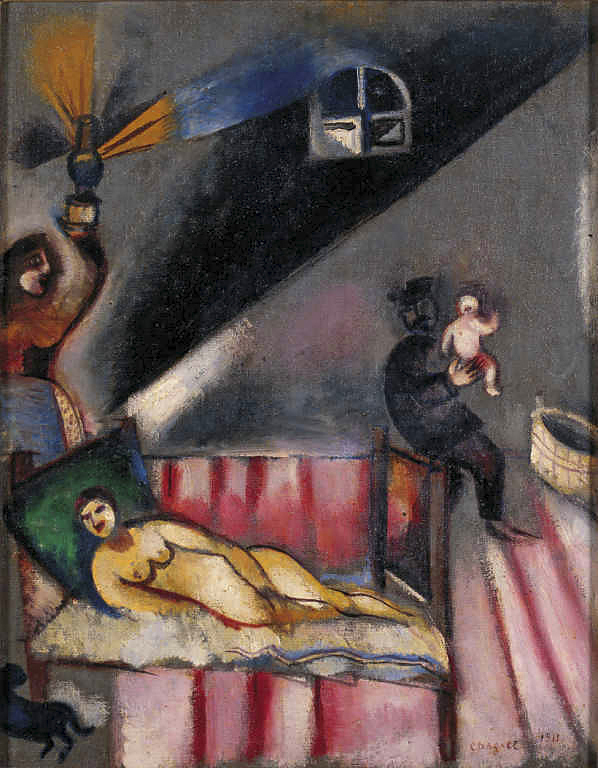 Marc Chagall (French born Russia, 1887-1985) 'La nascita' (The birth) 1911 Marc Chagall (French born Russia, 1887-1985) 'La nascita' (The birth) 1911