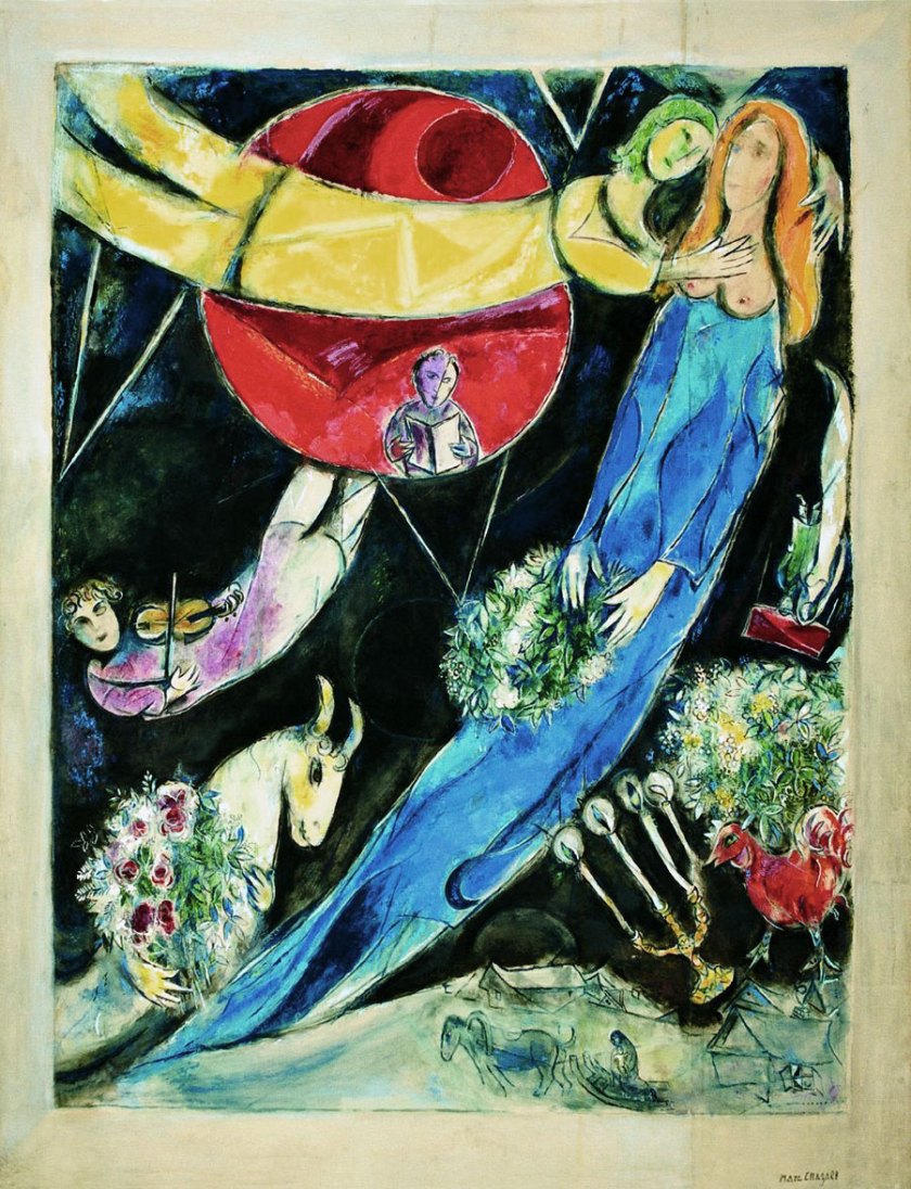 Marc Chagall. 'Mondo rosso e nero o Sole rosso' (Red and black world) 1951