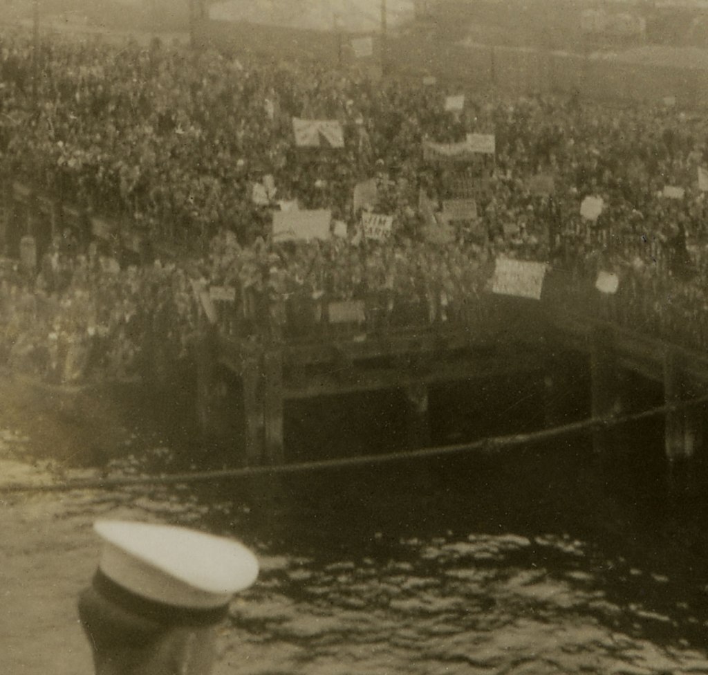 Andrew Rumann (Australian, 1905-1974) 'Untitled [Departure from Circular Quay, Sydney for Fremantle and Singapore]' 1941 (detail)