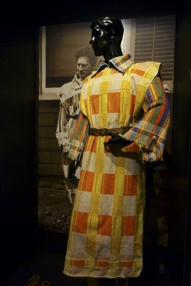 Percy Grainger (Australian, 1882-1961) Ella Grainger (Australian, 1889-1979) 'Towelling tunic, shirt, leggings, belt, shoes worn by Percy Grainger' c. 1934 (installation view)