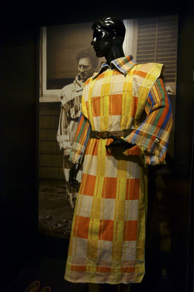 Percy Grainger (Australian, 1882-1961) Ella Grainger (Australian, 1889-1979) 'Towelling tunic, shirt, leggings, belt, shoes worn by Percy Grainger' c. 1934 (installation view) Percy Grainger (Australian, 1882-1961) Ella Grainger (Australian, 1889-1979) 'Towelling tunic, shirt, leggings, belt, shoes worn by Percy Grainger' c. 1934 (installation view)