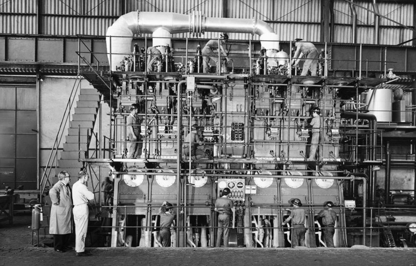 Hans Gunter Flieg (1923 -) 'Construction engines in Villares plant, São Caetano do Sul, São Paulo' 1960