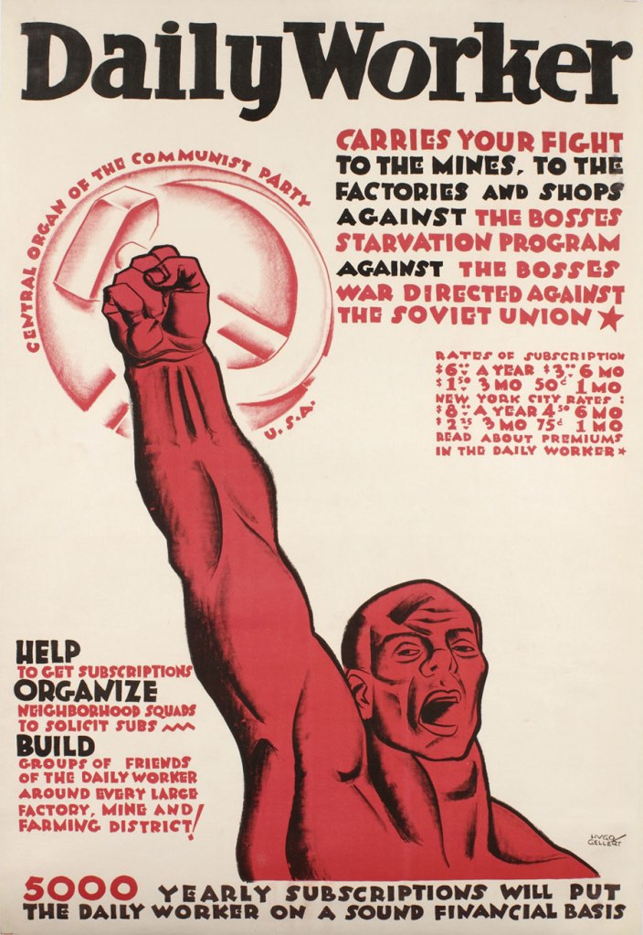 Hugo Gellert (Hungarian-American, 1892-1985) 'Daily Worker' c. 1935 from the exhibition 'Art as Activism: Graphic Art from the Merrill C. Berman Collection' at the New-York Historical Society, New York, June-  Sept, 2015