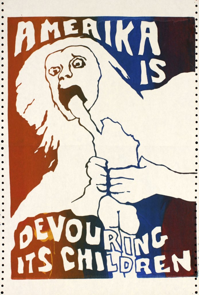 Jay Belloli (American, 1944-2021) Berkeley, California 'Amerika is Devouring Its Children' 1970