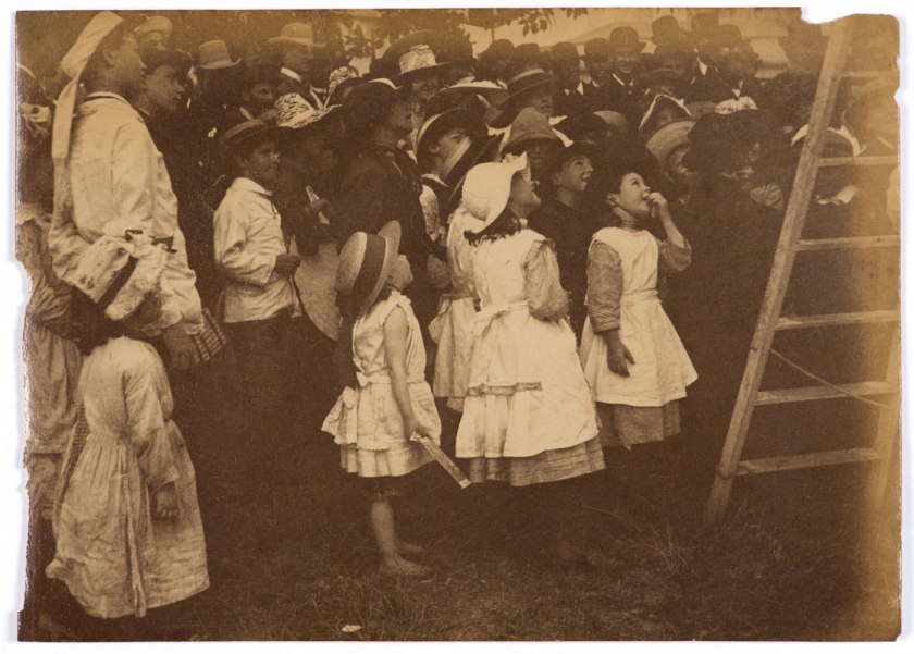 Arthur K. Syer (Australian, d. 1935) 'Children crowd around a ladder' c. 1880s - 1900