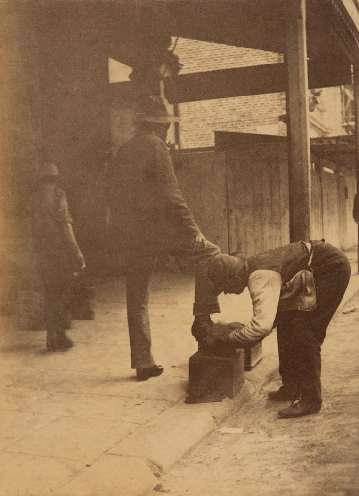 Arthur K. Syer (Australian, d. 1935) 'Shoe shiner with customer' c. 1880s - 1900
