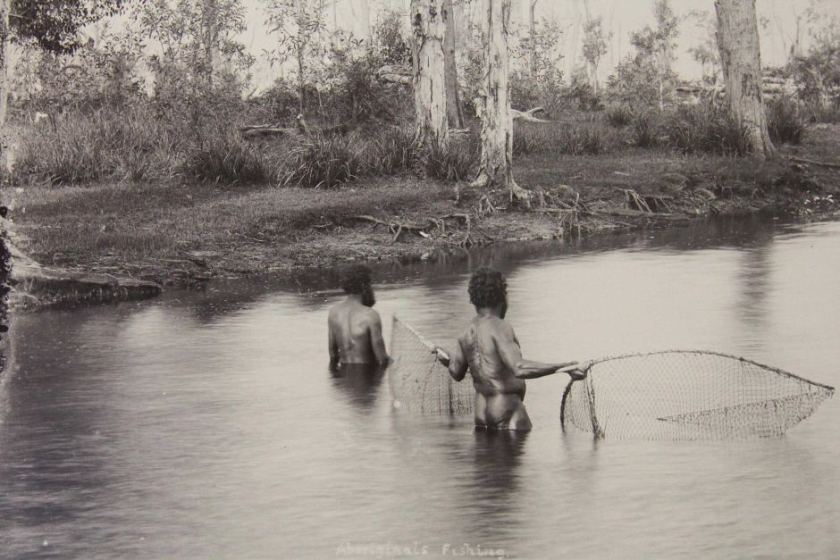 Alfred Elliott (Australian, 1870-1954) 'Aborigines fishing in the Maroochy River' 1890