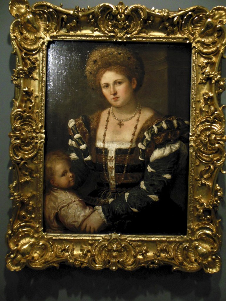 Paris Bordone (Italian, 1500-1571) 'Portrait of a lady with a boy' Mid 1530s (installation view)