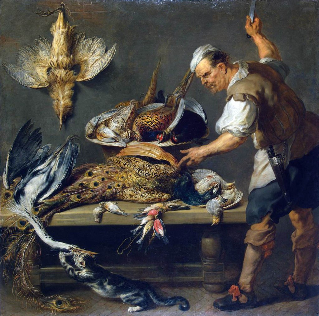 Frans Snyders (Flemish 1579-1657) 'Cook at a kitchen table with dead game' c. 1636-1637