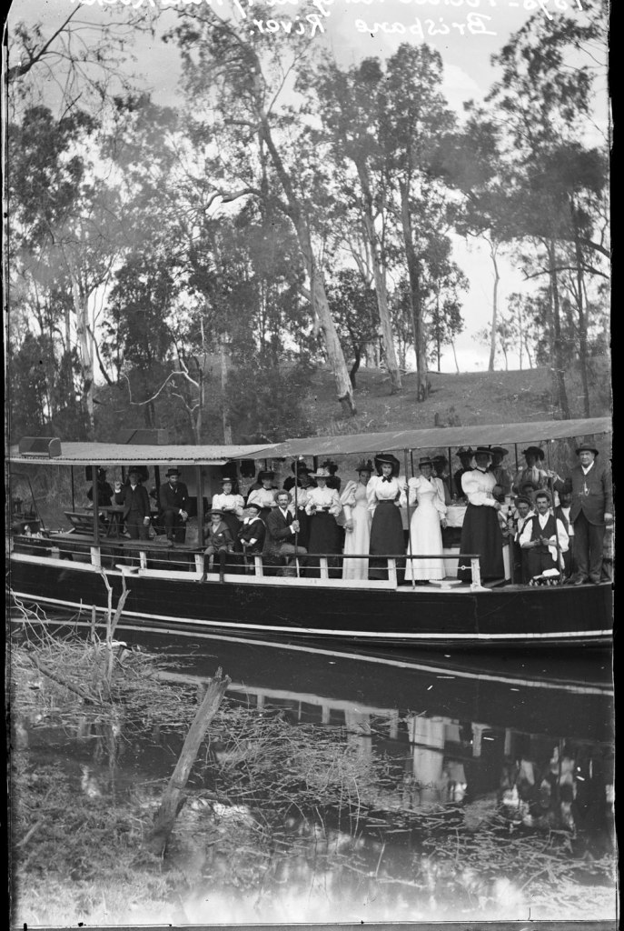 Alfred Elliott (Australian, 1870-1954) 'Picnic party on Brisbane River at Seventeen Mile Rocks' 1898