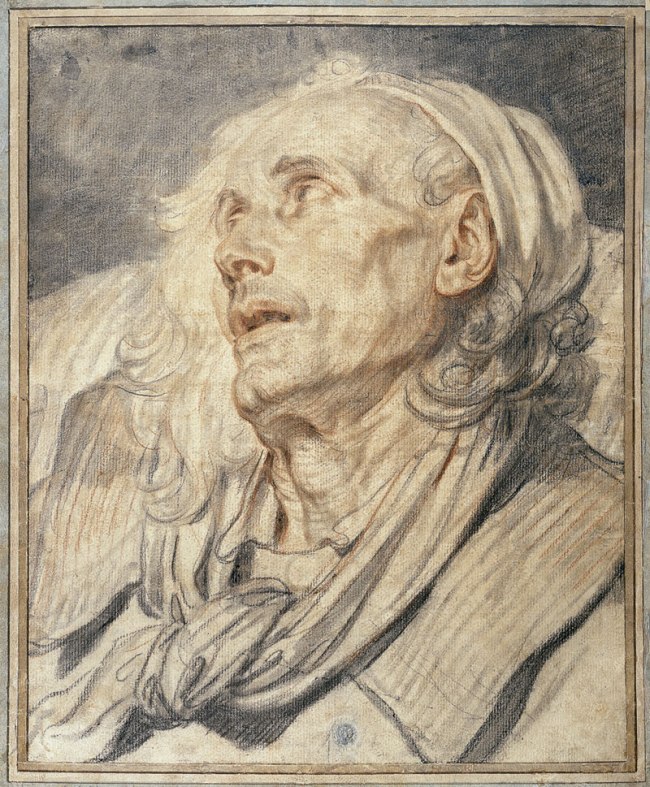 Jean-Baptiste Greuze (French, 1725-1805) 'Head of an old man. Study for The paralytic' 1760s