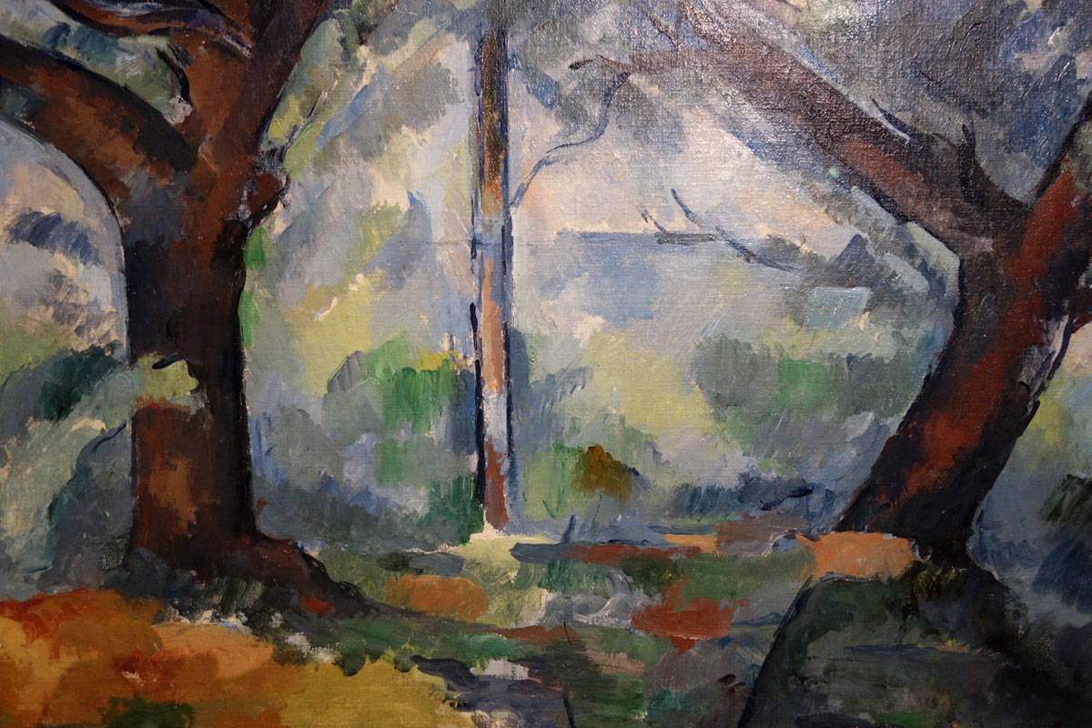 Paul Cézanne (France, 1839-1906) 'The big trees' c. 1904 (installation view detail) Paul Cézanne (France, 1839-1906) 'The big trees' c. 1904 (installation view detail)