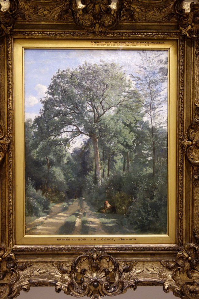Camille Corot (France, 1796-1875) 'Ville-d'Avray: entrance to the wood' c. 1825, with later retouching (installation view)