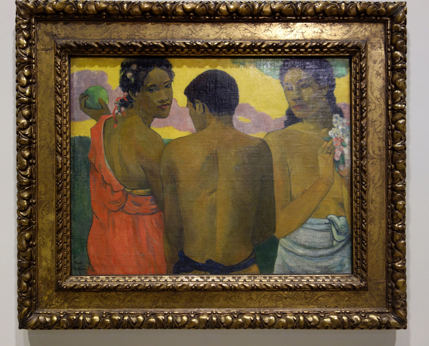 Paul Gauguin (France, 1848-1903) 'Three Tahitians' 1899 (installation view) Paul Gauguin (France, 1848-1903) 'Three Tahitians' 1899 (installation view)