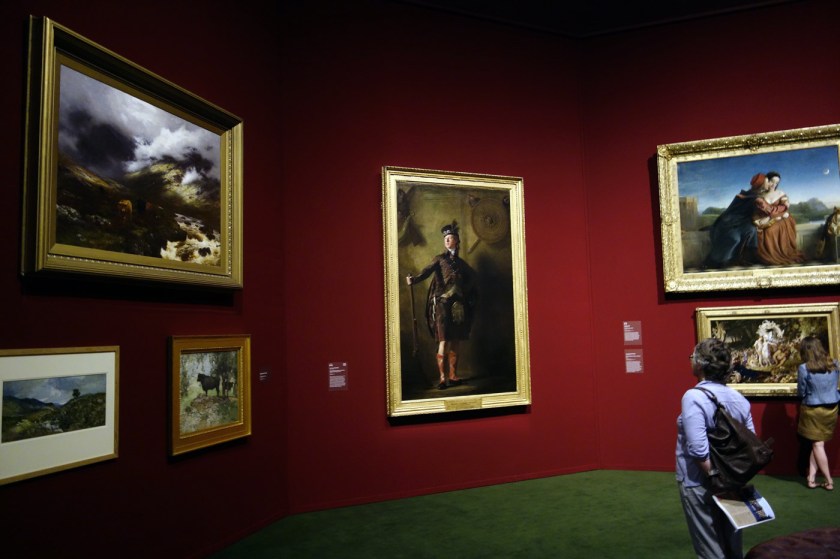 Installation view of the exhibition 'The Greats: Masterpieces from the National Galleries of Scotland' at the Art Gallery of New South Wales, Sydney showing at centre, Sir Henry Raeburn's 'Colonel Alastair Ranaldson Macdonell, 15th Chief of Glengarry' c. 1812