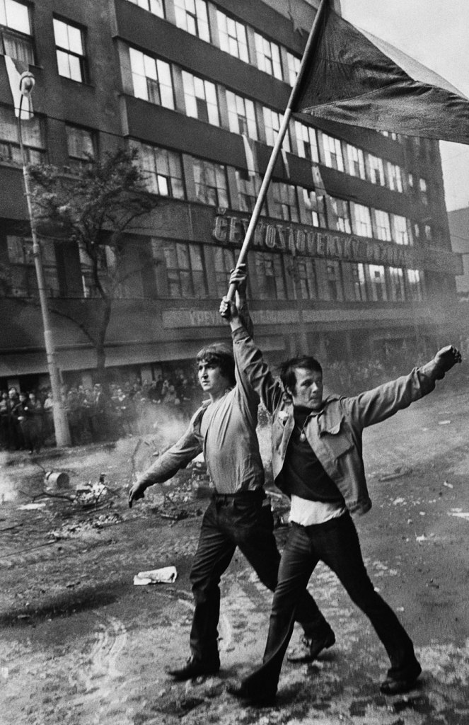 Josef Koudelka (Czech-French, b. 1938) '(Two Czech citizens with flag)' 1968